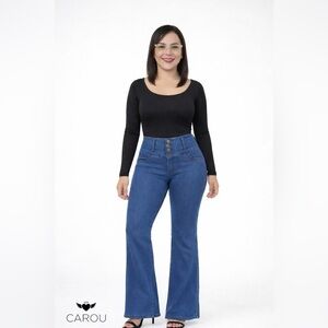 CAROU CR1006 Colombian Jeans | High Waist Push Up Flare | Stretch Denim
